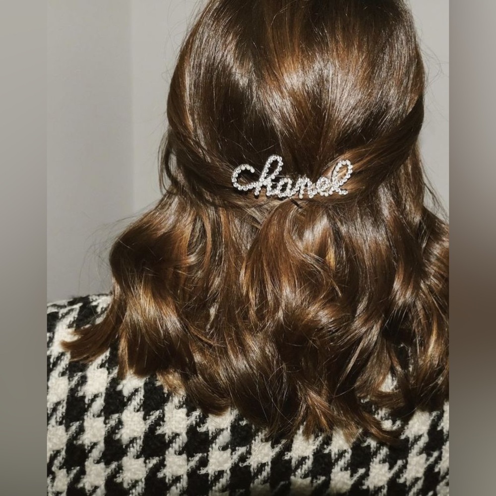 Elegant Letter Script Crystal Pearl/Rhinestone Women’s Hair Clip Barrette Golden